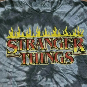 Stranger Things Flame Title Hot Topic T Shirt (L) Tie Dye 100% Cotton
